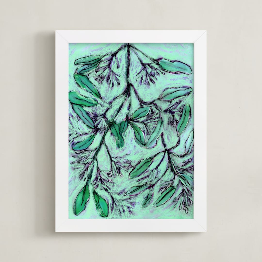 "Fragrant Summer " - Art Print in bold mint by Amelia Gluba - Framed