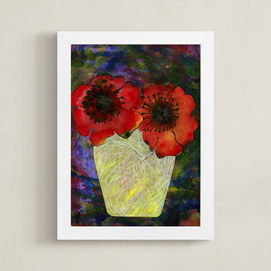 "Passionately Poppy" - Art Print in Red passion by Amelia Gluba - Framed