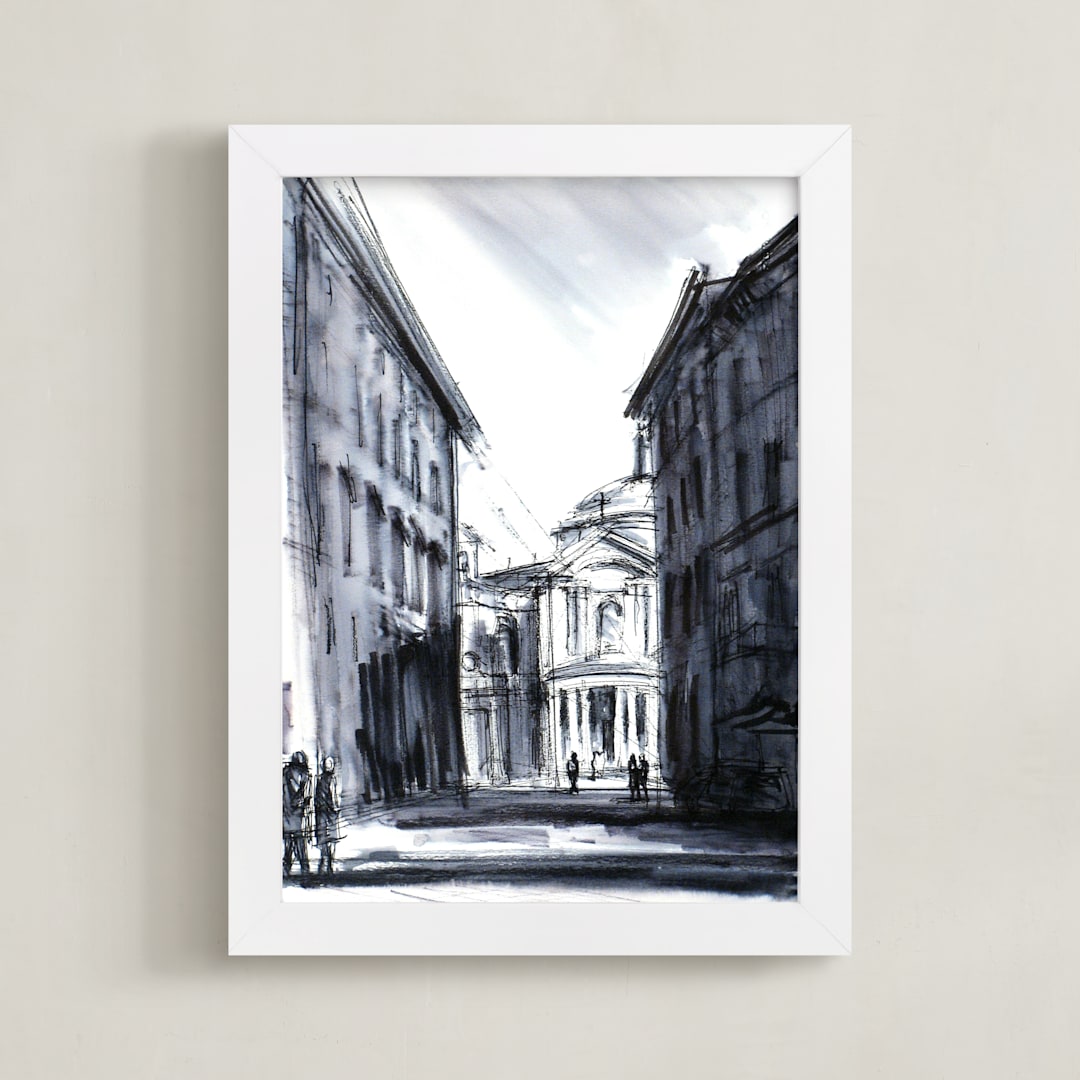 "Theater of space II" - Art Print in Shadow Blue by Cailin Nikel-Zueger - Framed