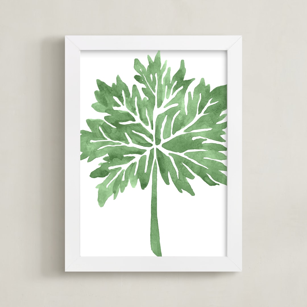 "Greenery I" - Art Print in Soft Green by Luz Alliati - Framed