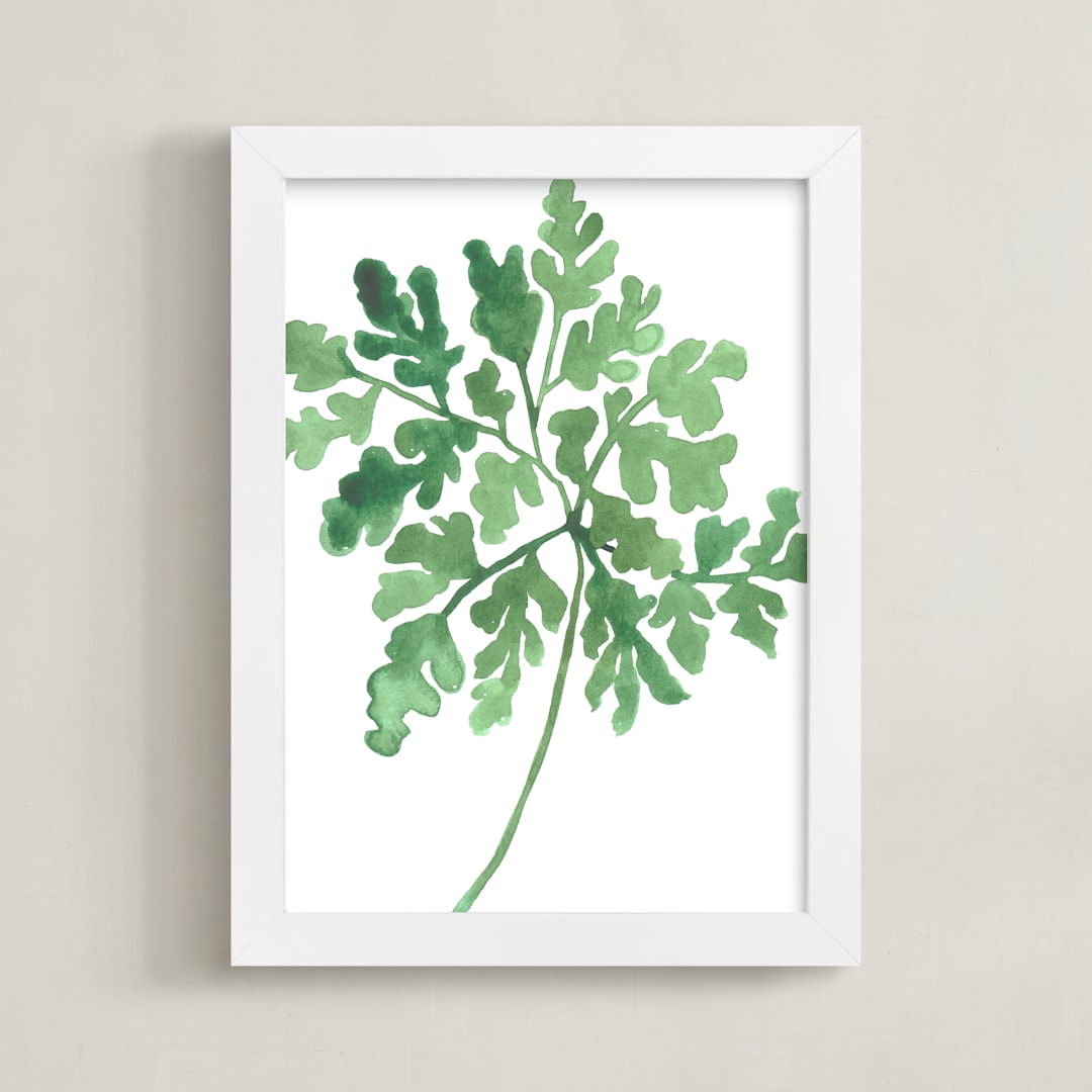 "Greenery II" - Art Print in Soft Green by Luz Alliati - Framed