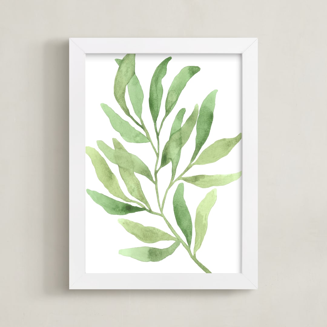 "Greenery III" - Art Print in Moss by Luz Alliati - Framed