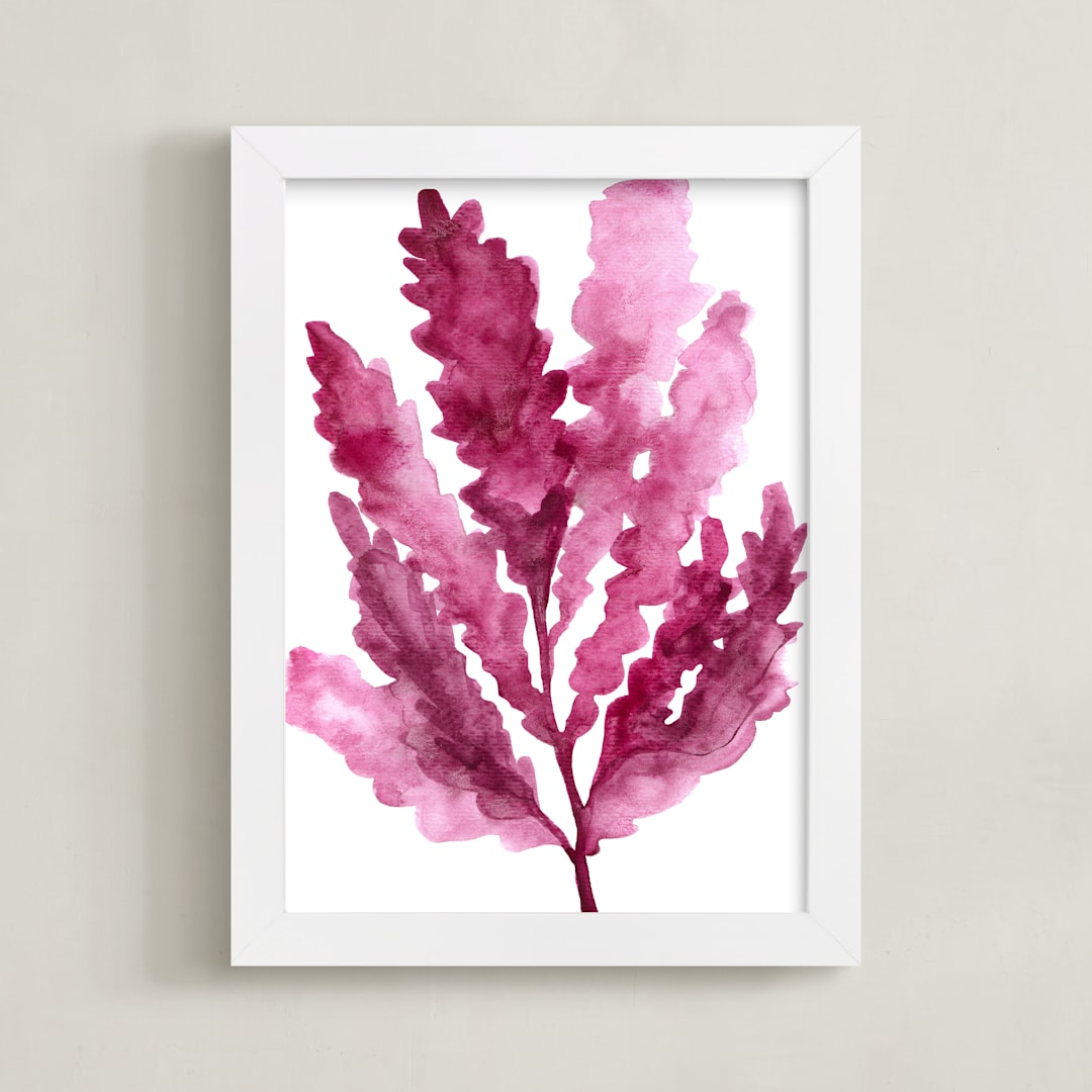 "Sea Botanicals I" - Art Print in Rosewood by Luz Alliati - Framed
