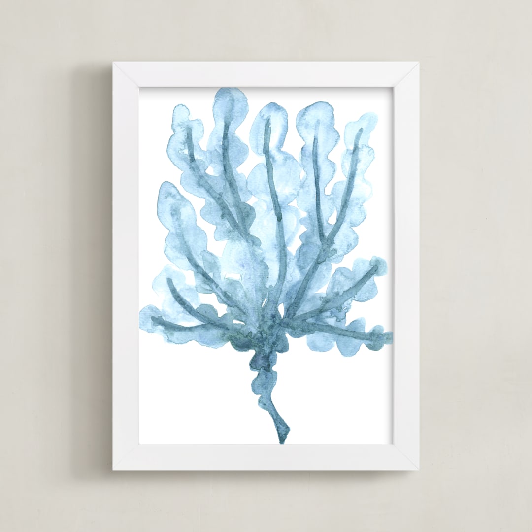 "Sea Botanicals II" - Art Print in Carolina Blue by Luz Alliati - Framed