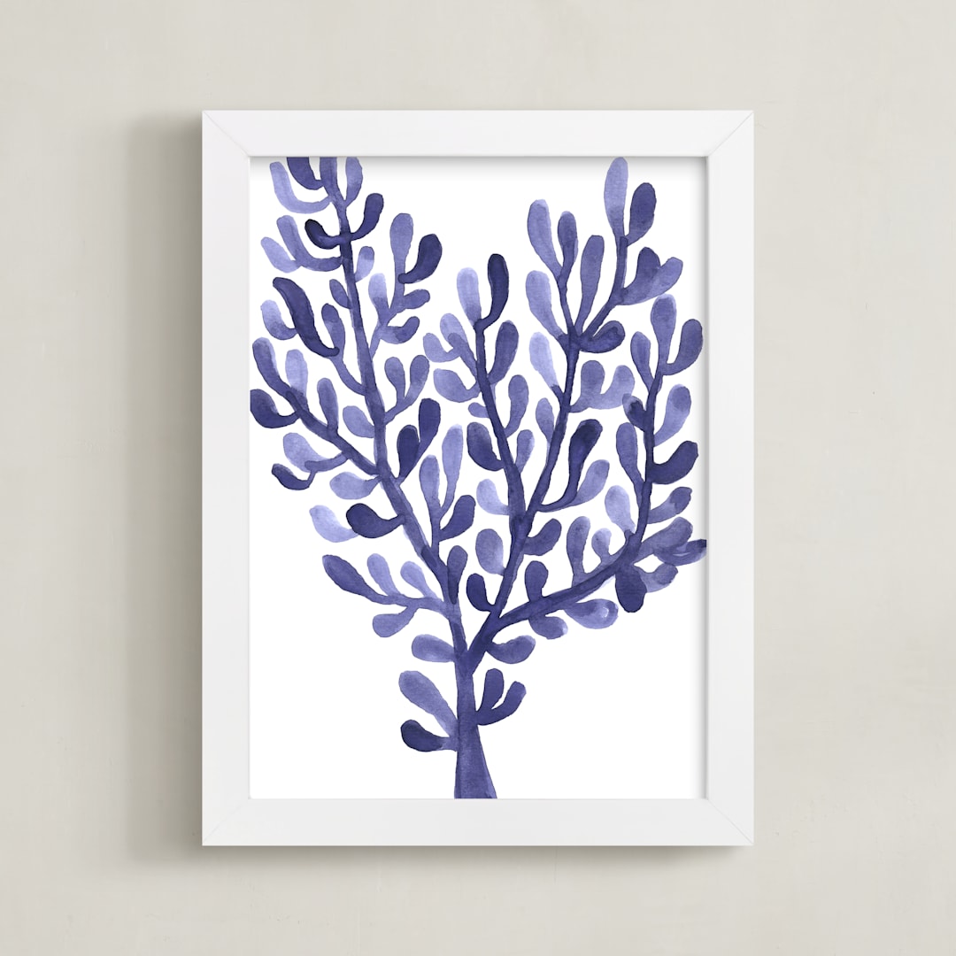 "Sea Botanicals IV" - Art Print in Steel blue by Luz Alliati - Framed
