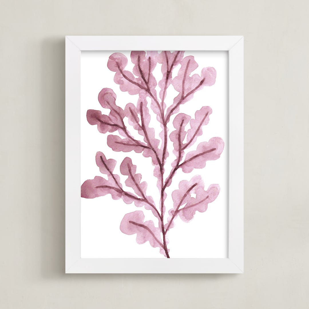 "Sea Botanicals V" - Art Print in Rosewood by Luz Alliati - Framed
