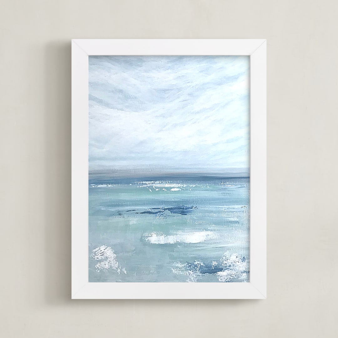 "Aqua View " - Art Print in Sea Green by Colleen Ehrlich - Framed