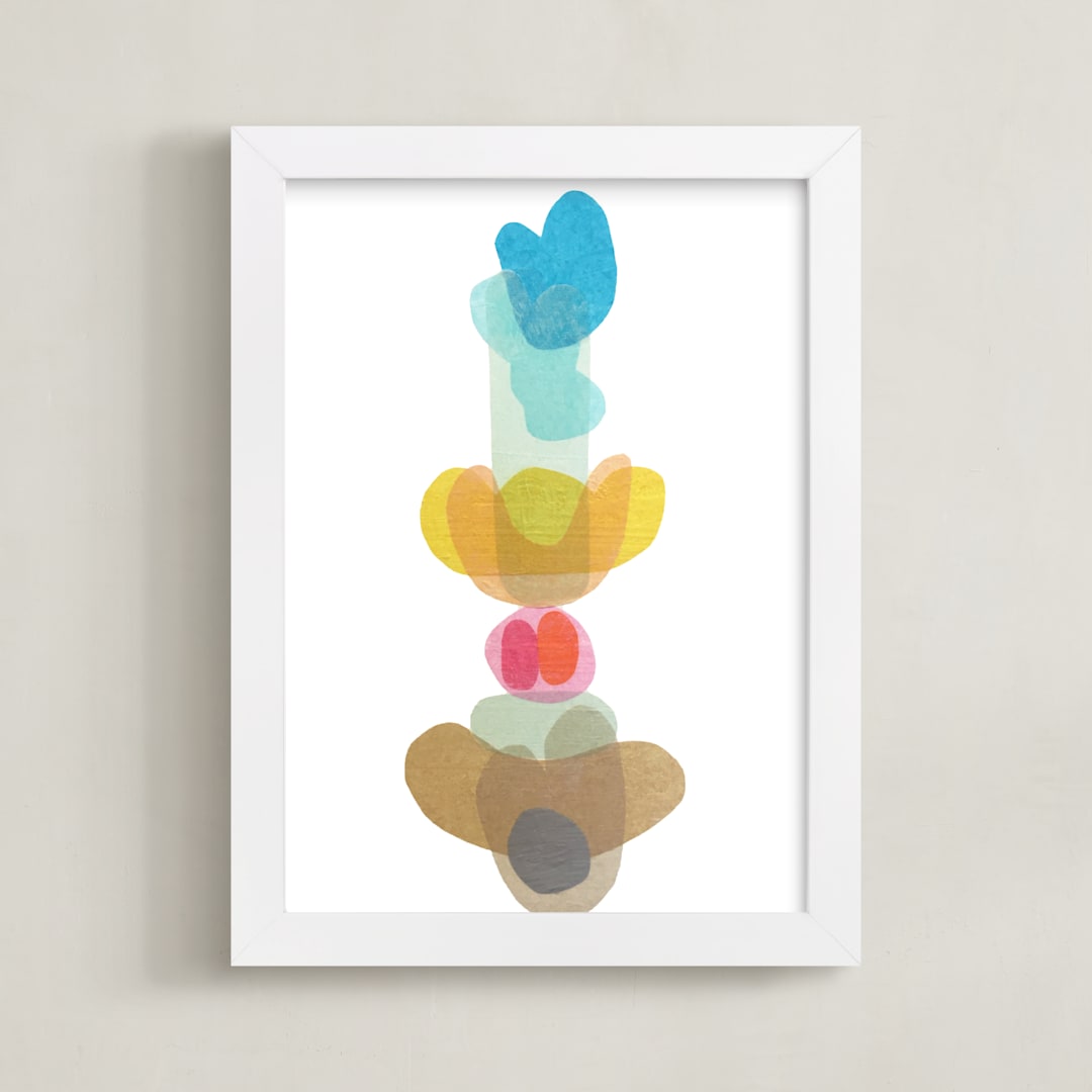 "after the rain totem" - Art Print in earthen yellow by tina johnson - Framed