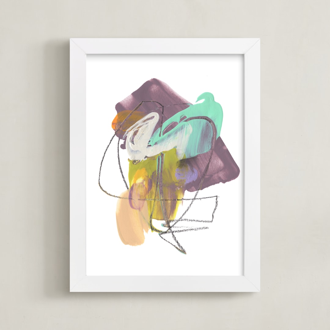 "Fosse" - Art Print in chartreuse by Misty Hughes - Framed