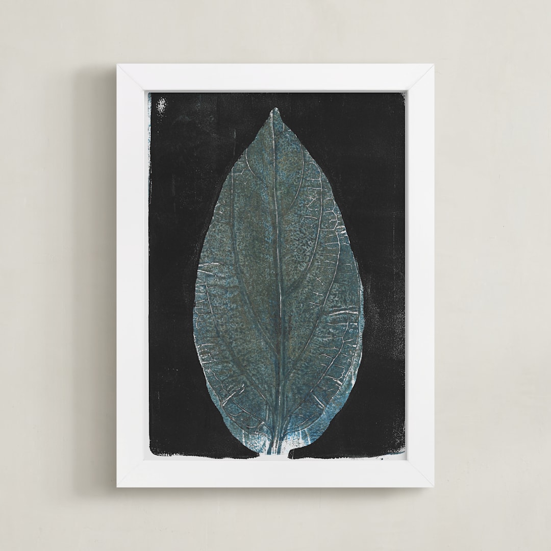 "New Leaf" - Art Print in Dark teal by Erin McCluskey Wheeler - Framed