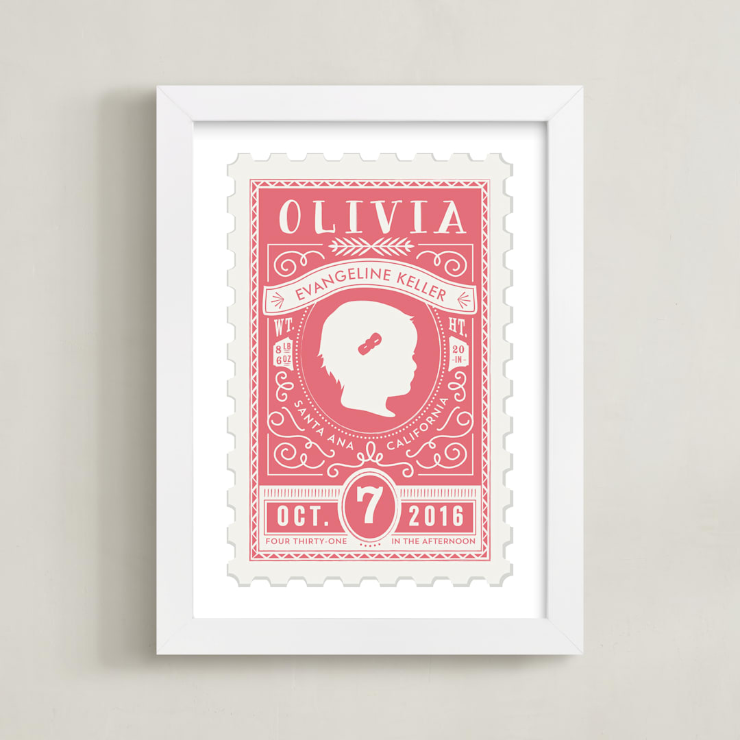 "The Little Miss" - Personalized Art Print in Rose by Tanya Lee of Frooted Design - Framed