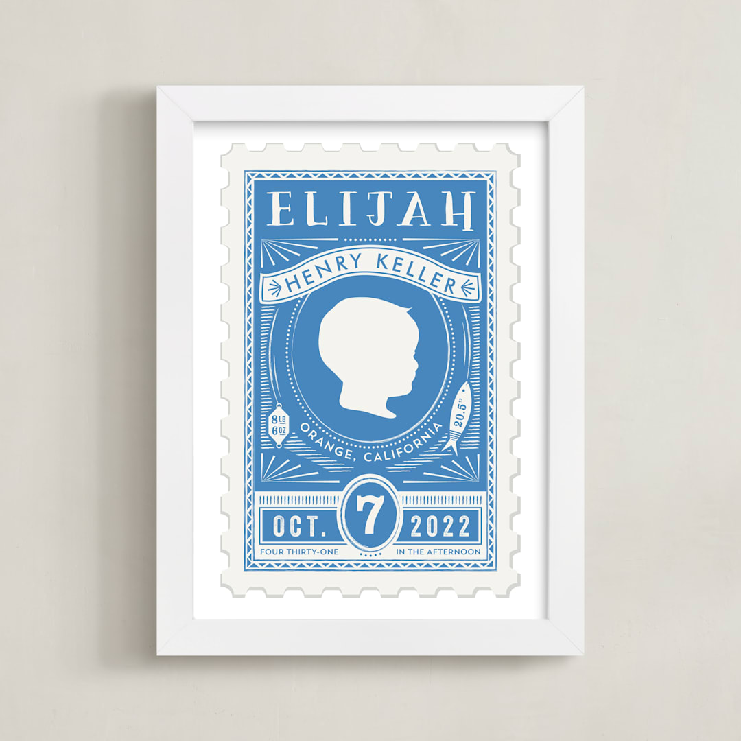 "The Little Mister" - Personalized Art Print in Dutch Blue by Tanya Lee of Frooted Design - Framed