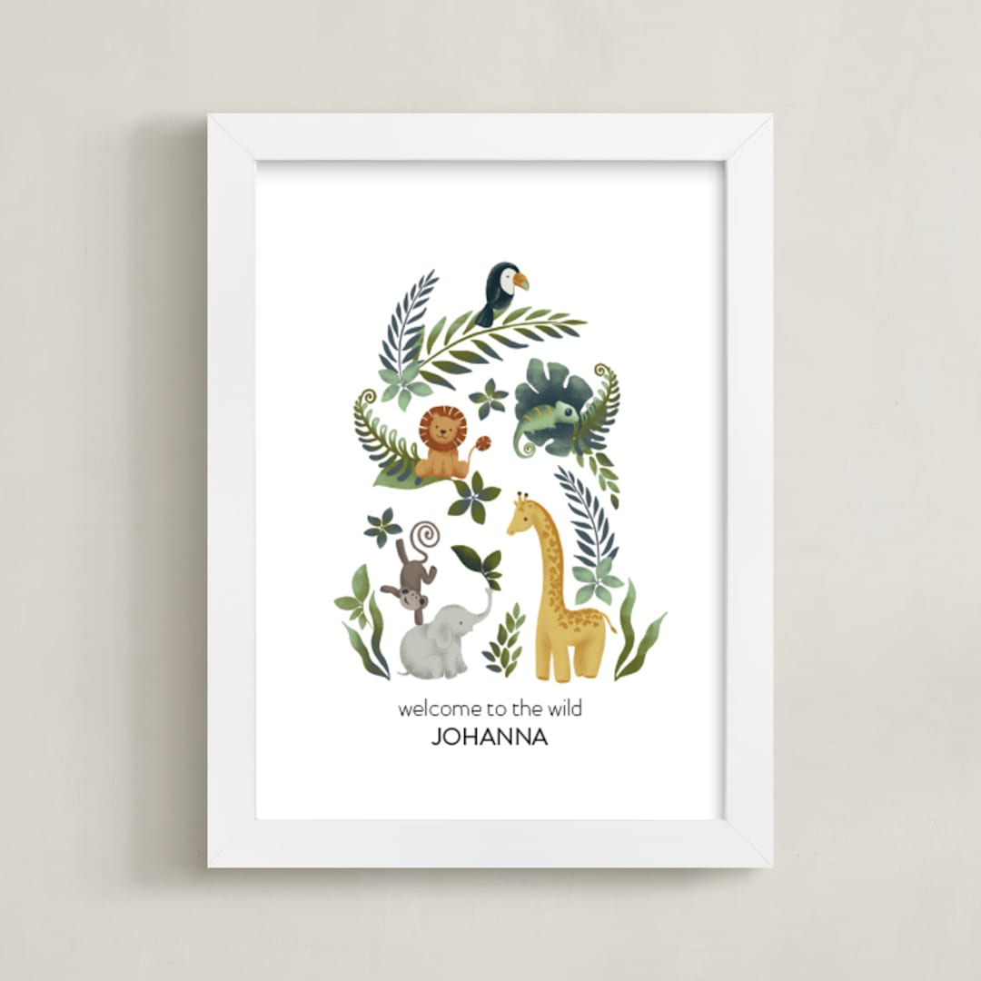"The wild" - Personalized Art Print in White by Patricia Bacchus - Framed