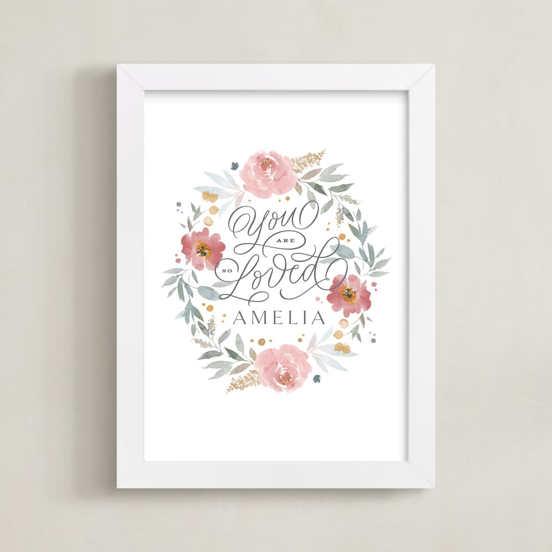 "You Are So Loved Little One" - Personalized Art Print in Slate by Kristen Smith - Framed