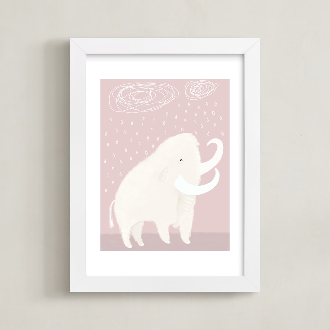 "Ah, there it is" - Art Print in blushing mammoth by Maja Cunningham - Framed