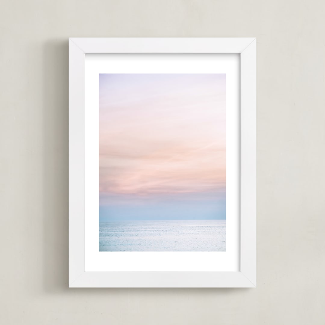 "Sea Blush" - Art Print in periwinkle blush by Kamala Nahas - Framed