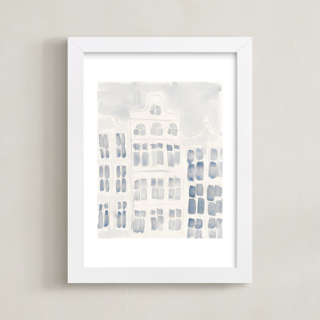 "skyscraper" - Art Print in White by Susanne Kasielke - Framed