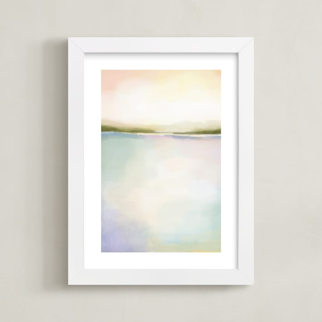 "Coral Bay" - Art Print in Coral Pink by AlisonJerry - Framed