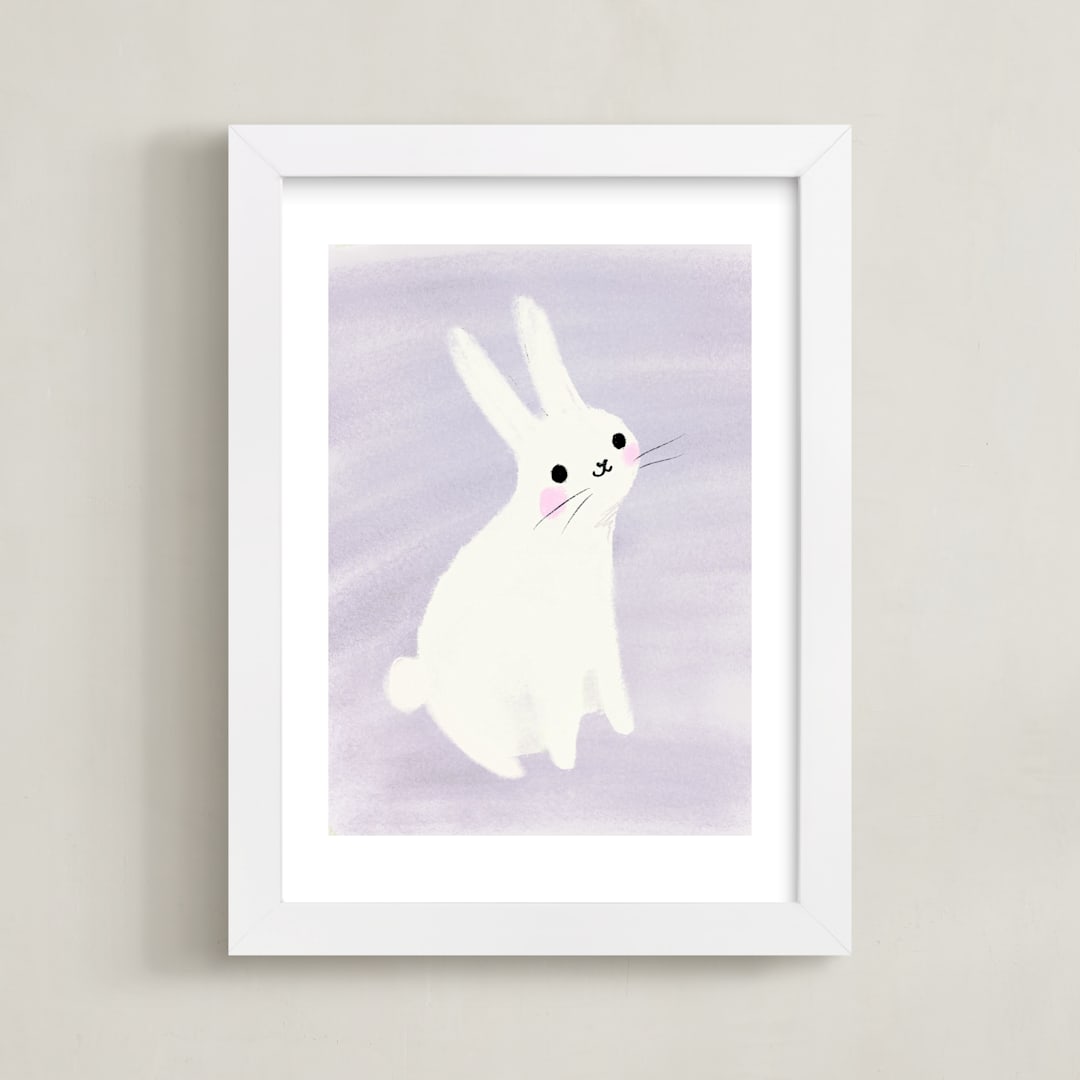 "Happy Bunny" - Art Print in Purple by Lori Wemple - Framed