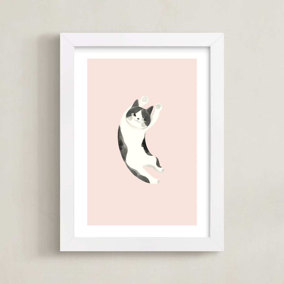 "Feline" - Art Print in Blush by Vivian Yiwing - Framed