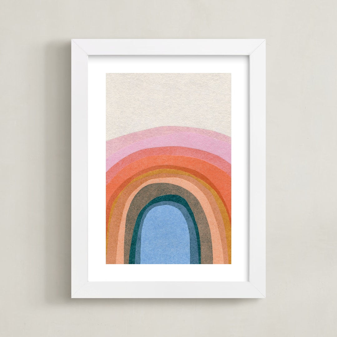 "Rainbow Hill" - Art Print in Rainbow by Carrie Moradi - Framed