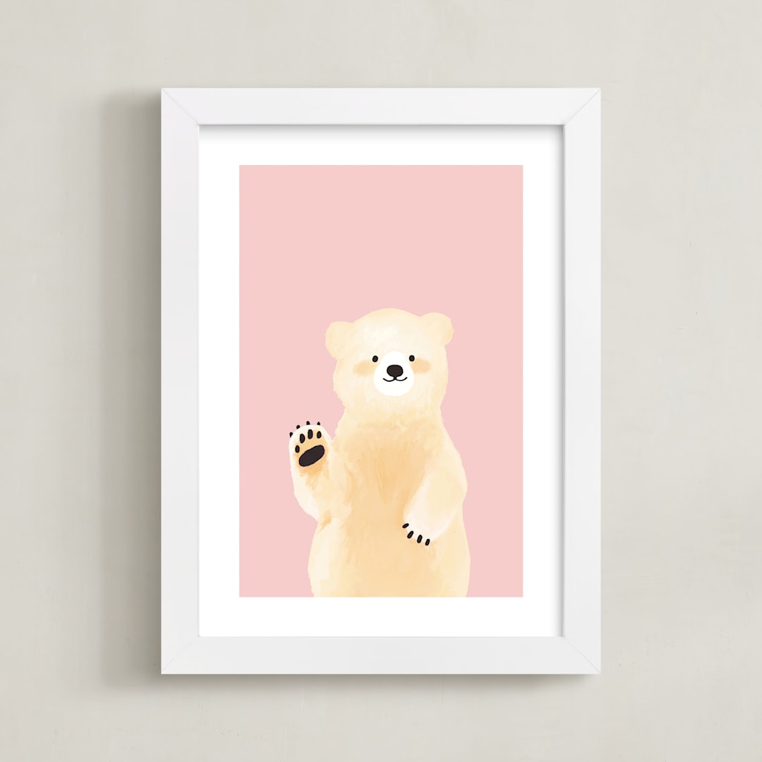 "So Beary Sweet" - Art Print in Bubblegum by Mollie Bohannon - Framed
