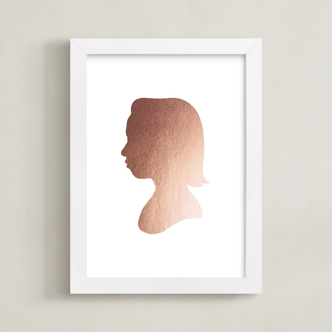 "Custom Silhouette Foil Art" - Custom Foil Print in Rose Gold by Minted - Framed