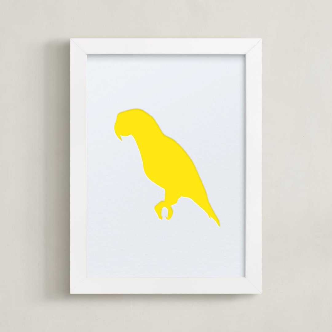 "Pet Silhouette: Custom Letterpress Print " - Custom Letterpress Print in Neon Yellow by Minted - Framed