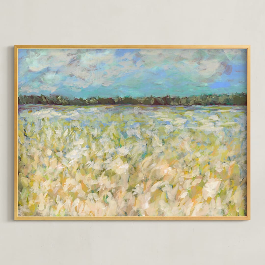 "Cotton Field" - Art Print in Warm Tones by Lauren Rutley - Framed
