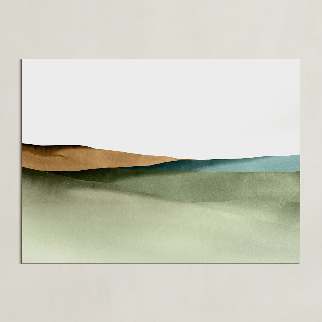 "Rolling Fields" - Art Print in green by Little Valley Studio - Unframed