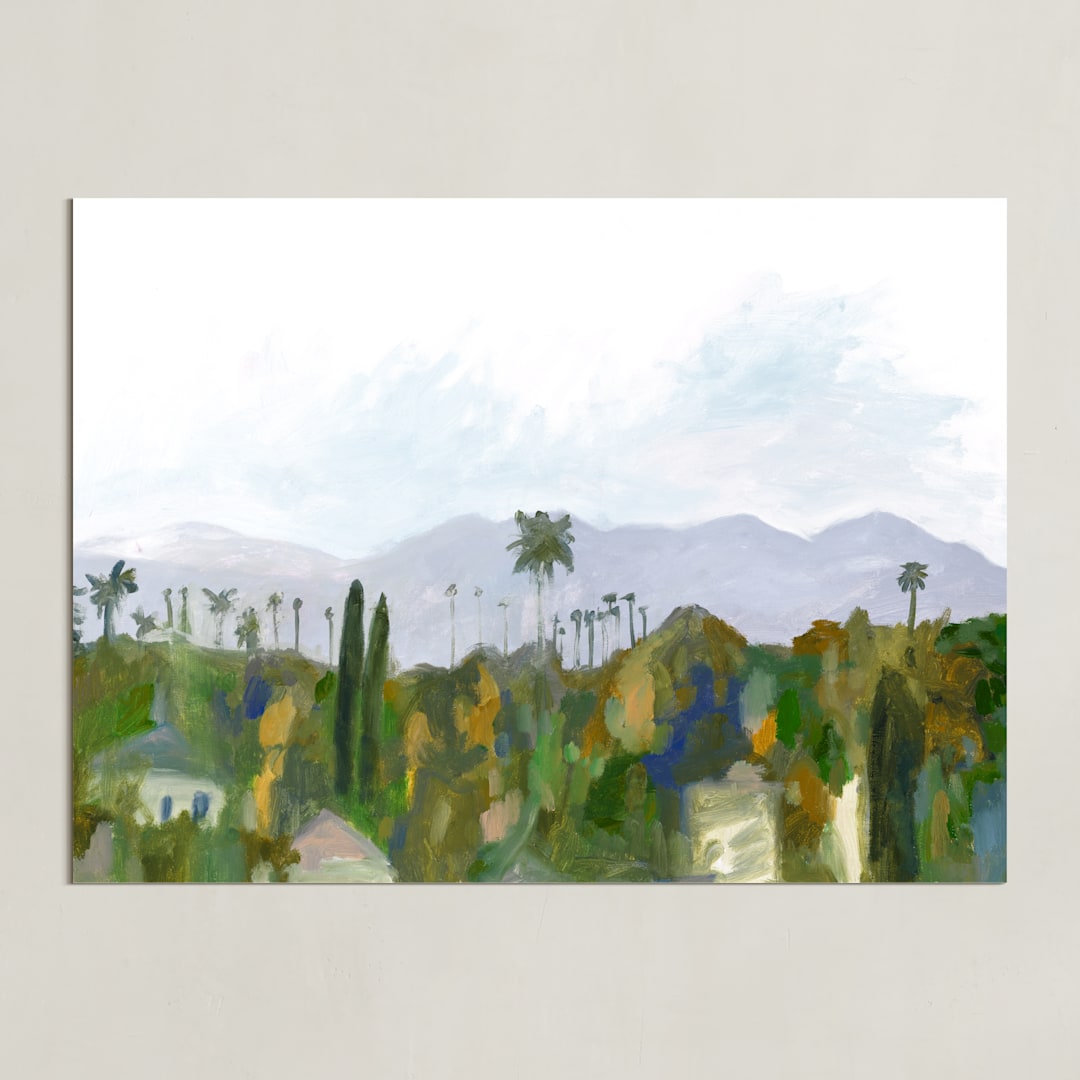 "Los Angeles landscape" - Art Print in Green Hills by Kelly Witmer - Unframed