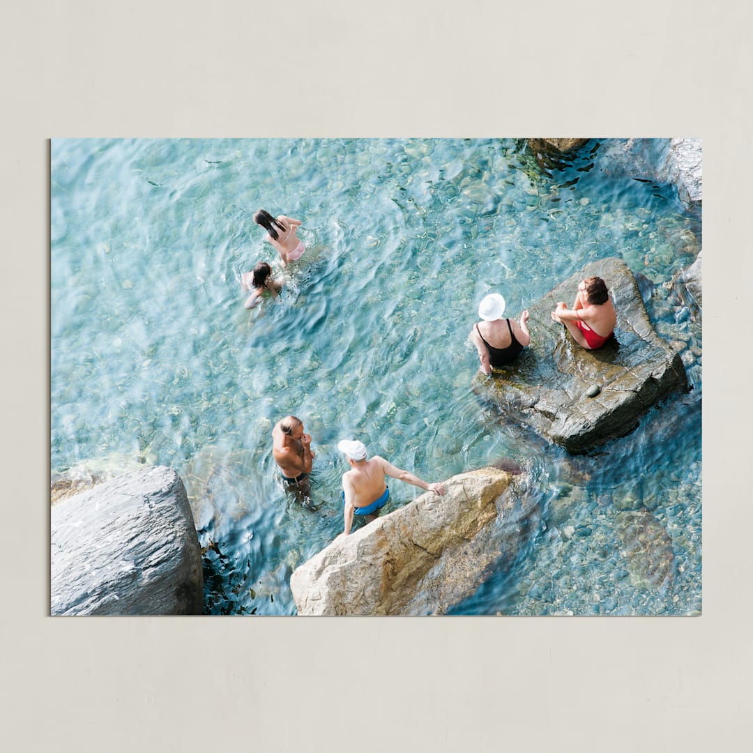 "Sunbathers" - Art Print in Turquoise by Jennifer Jacobson - Unframed