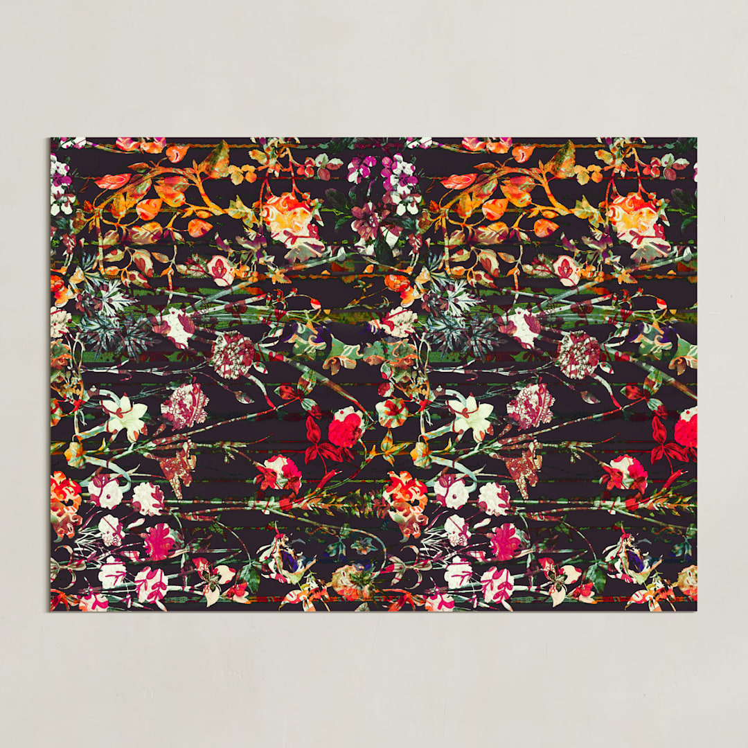 "Painted midnight garden" - Art Print in Crimson by Teo - Unframed