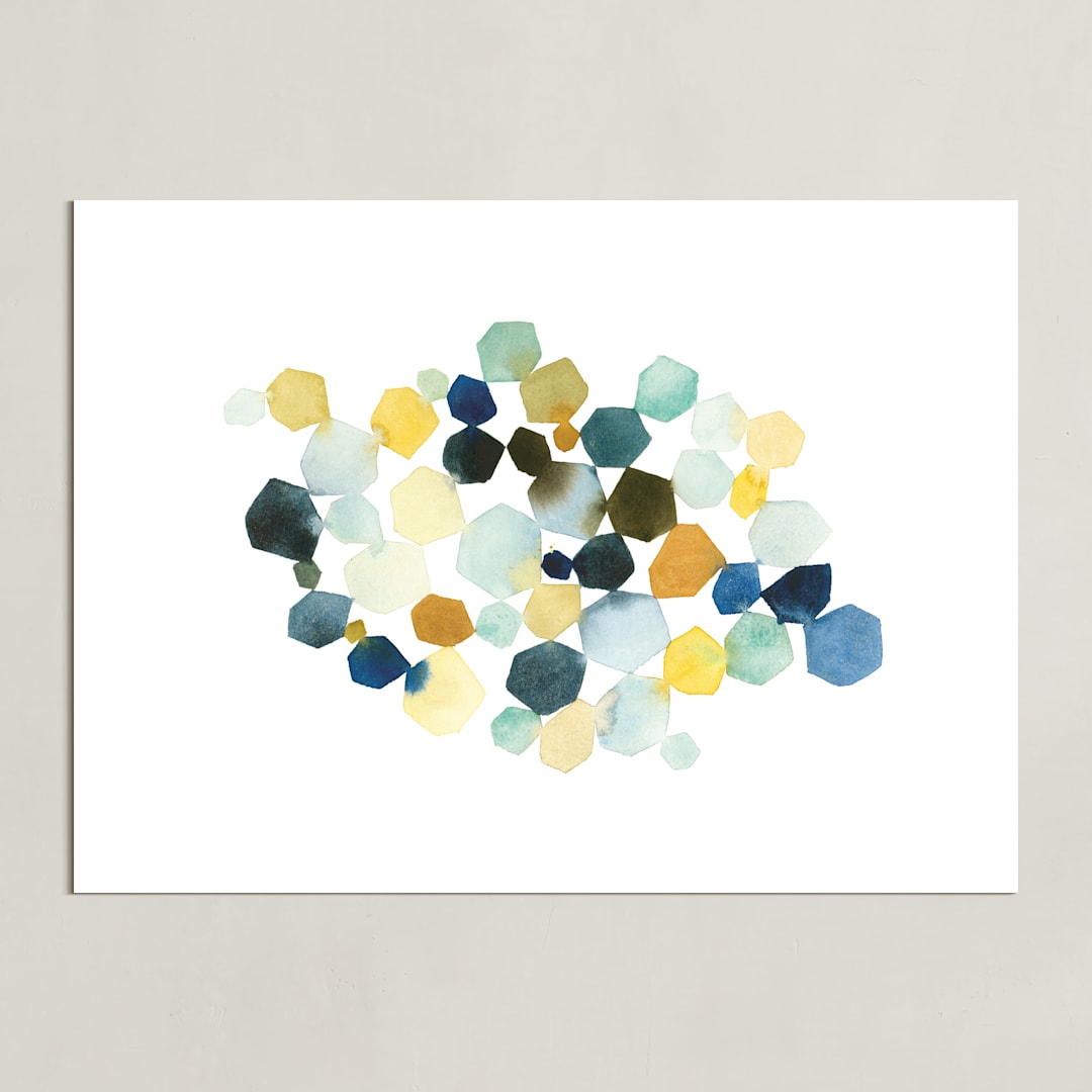 "Hexagon Cluster II" - Art Print in Yellow by Yao Cheng Design - Unframed
