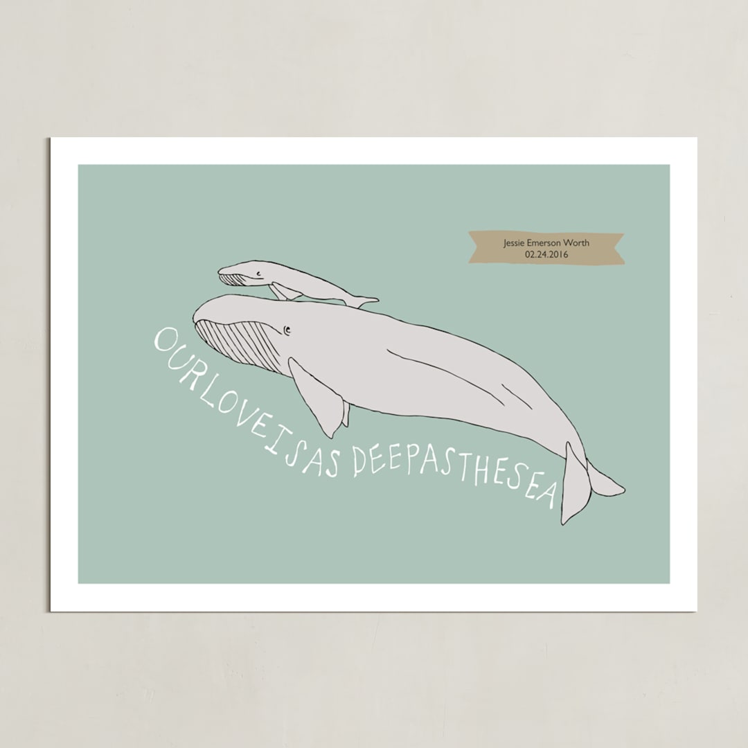 "Deep as the Sea" - Personalized Art Print in Aqua by Annada Hypes - Unframed