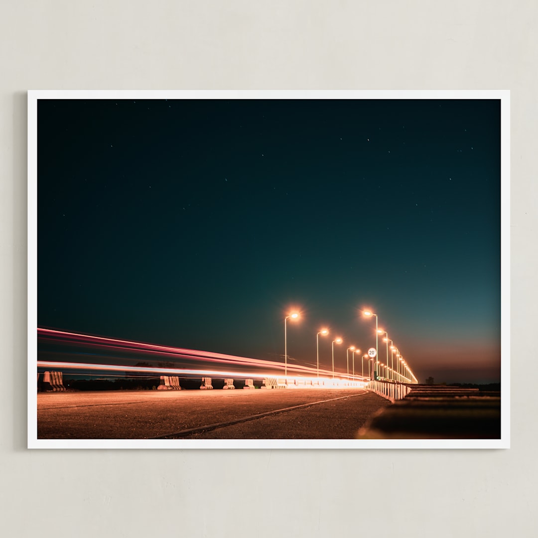"The Fast Bridge" - Art Print in Marmalade Pine by Christian Fernandez - Framed