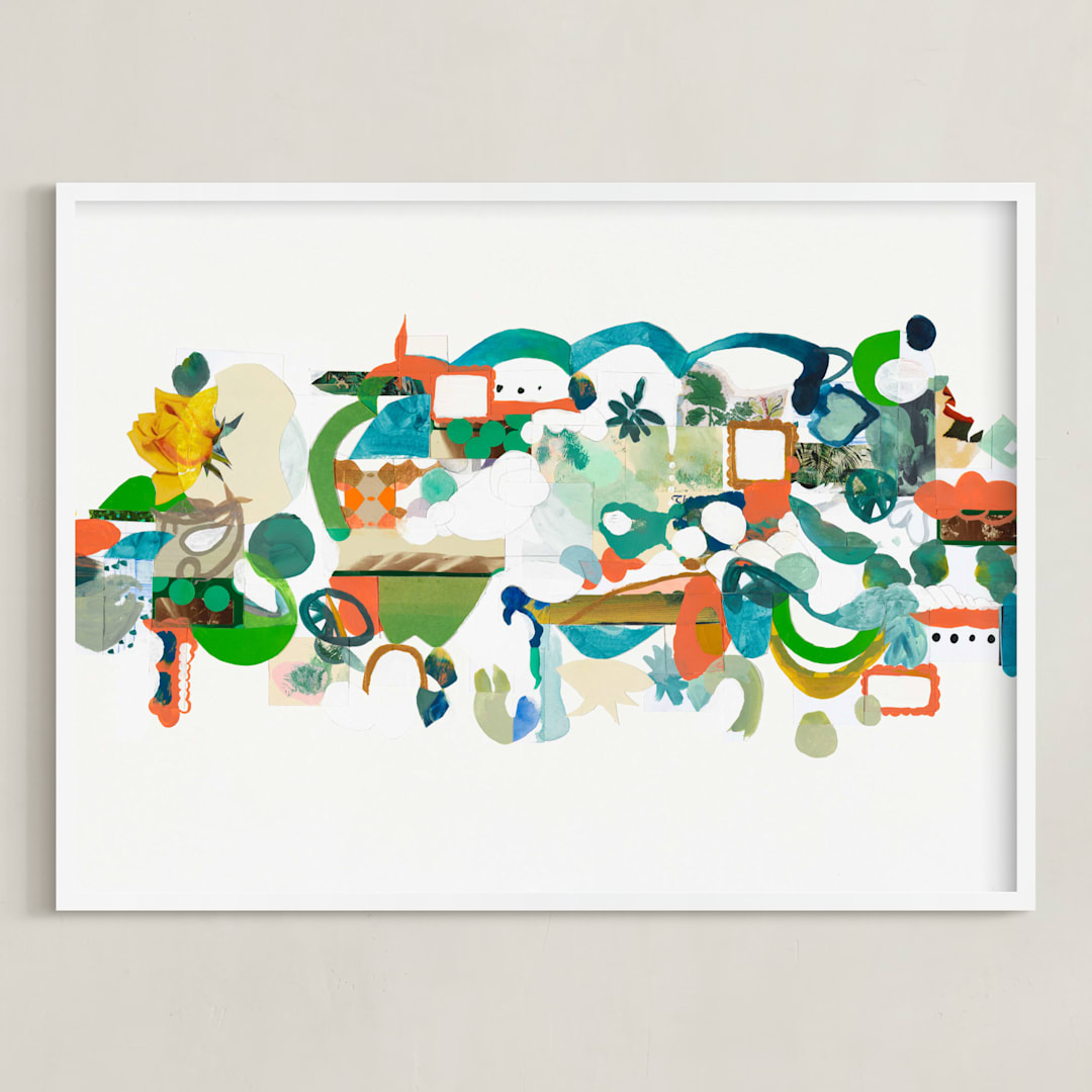"Green Hills" - Art Print in Verdant Green by Erin McCluskey Wheeler - Framed