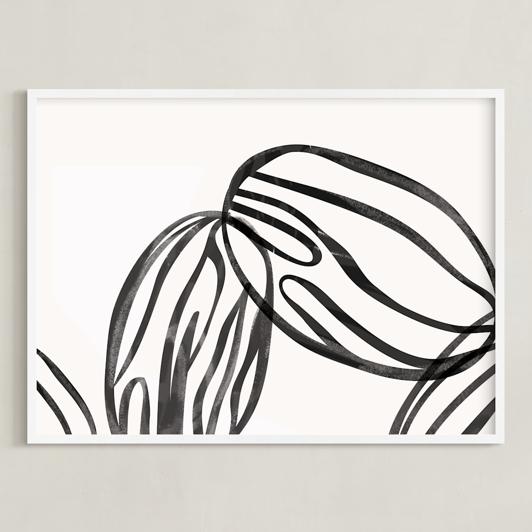 "almond milk" - Art Print in graphite by Carolyn MacLaren - Framed