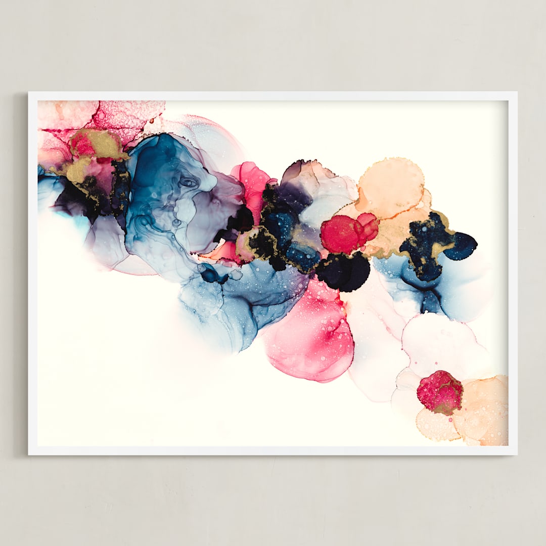 "Bloom Mixer" - Art Print in Sapphire Blue by Three Kisses Studio - Framed
