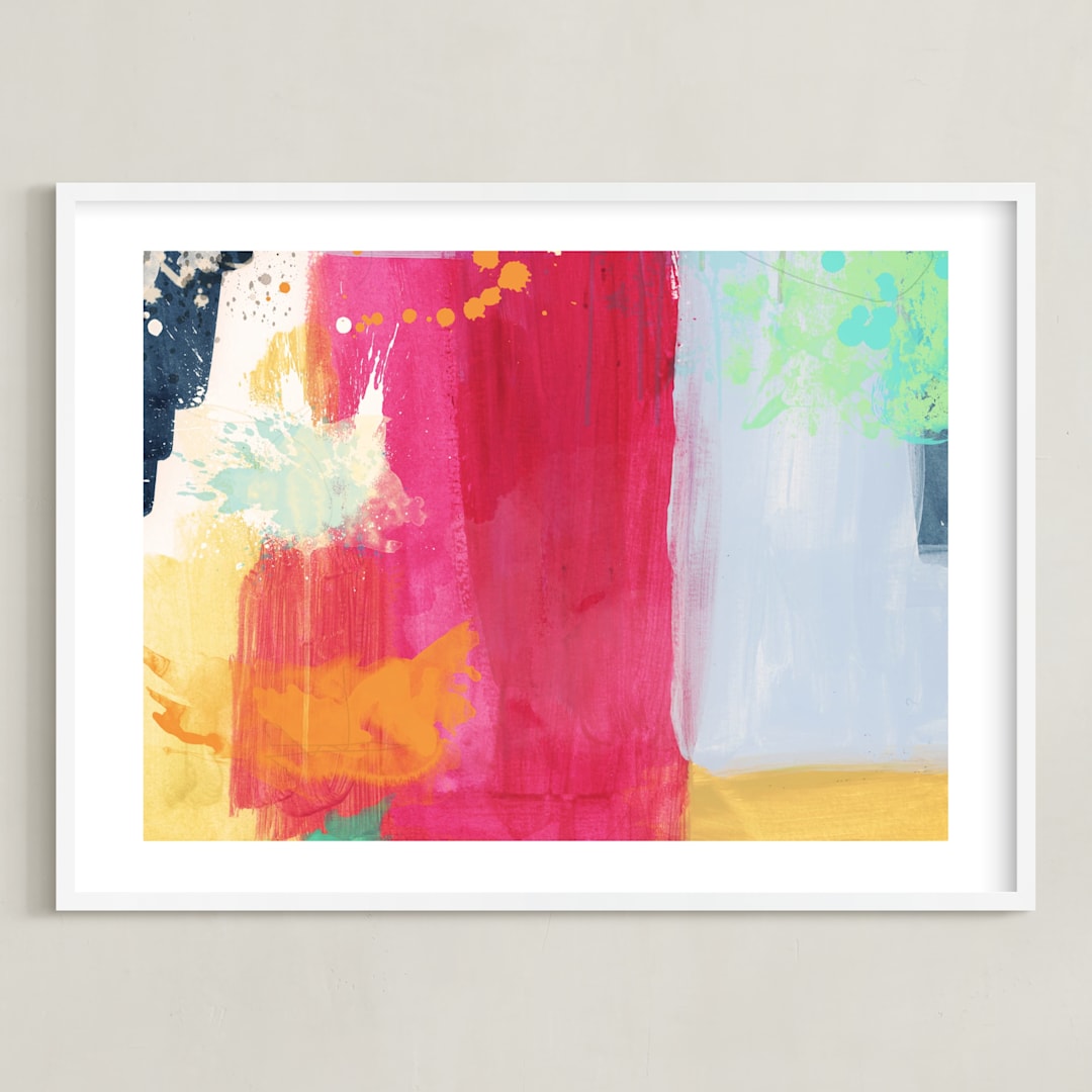 "Colorful Expression I" - Art Print in Magical Red by Carmen Guedez - Framed
