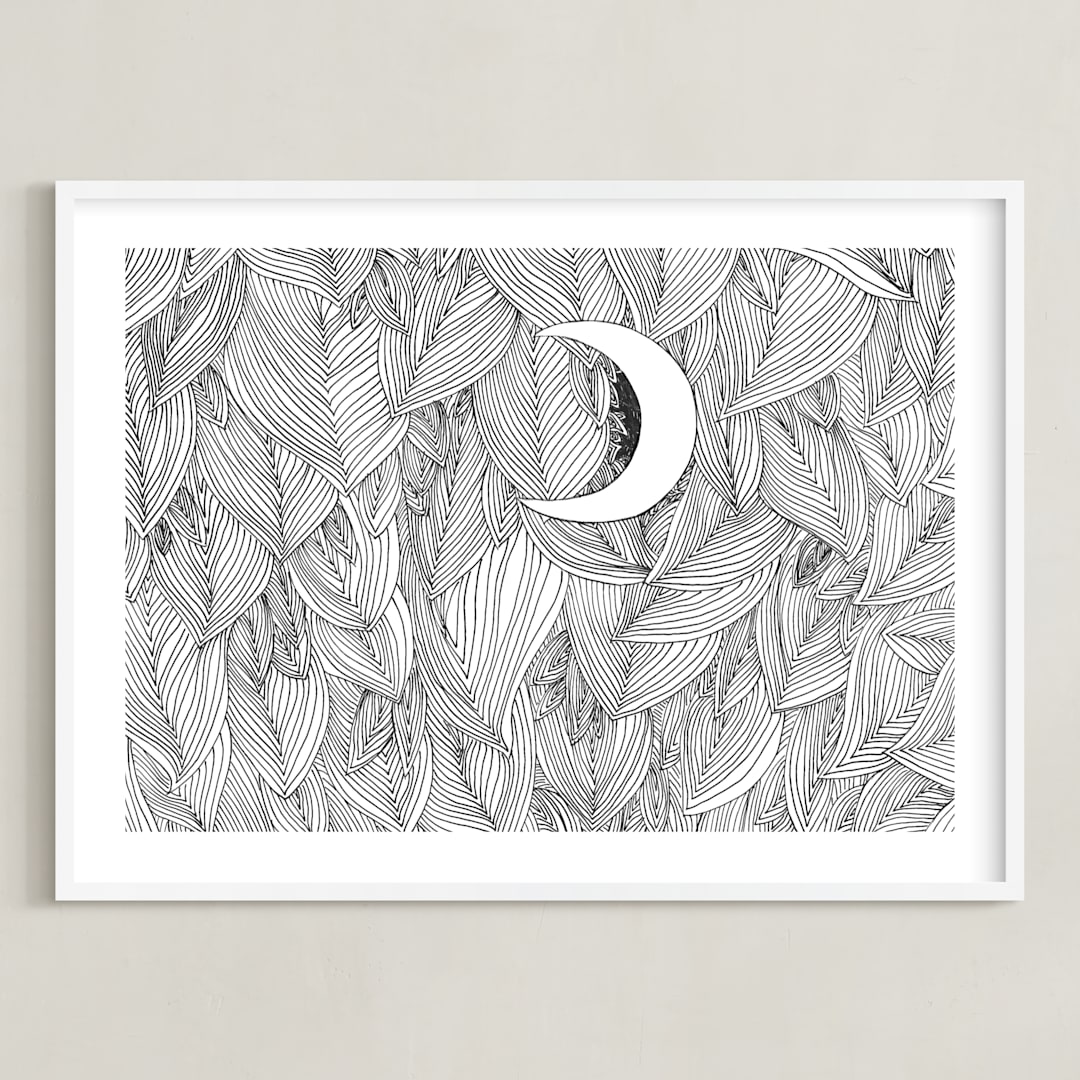 "Peek A Boo" - Art Print in Black & White by Helen H Wu - Framed