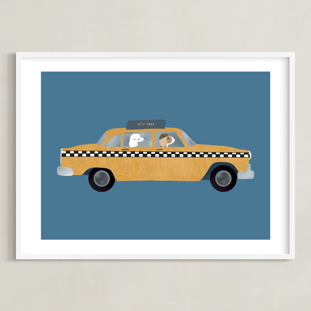 "New York" - Art Print in Taxi by Jenna Holcomb - Framed