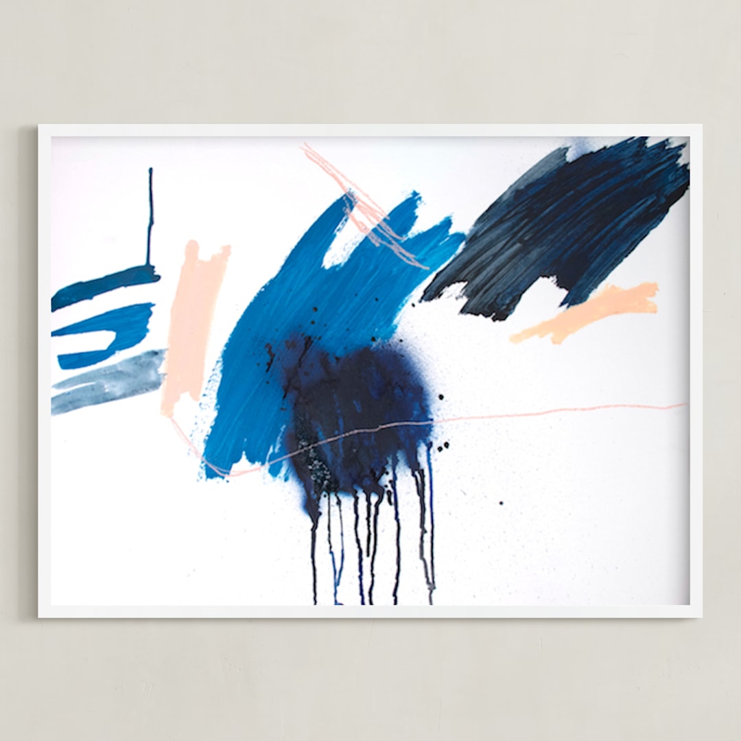 "Untitled Blues" - Art Print in Deep blue by Lauren Packard - Framed