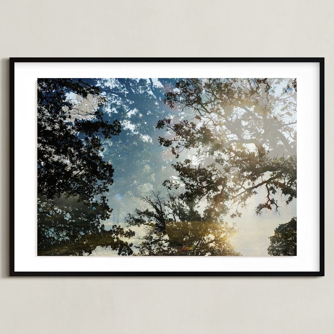 "Double The Oaks" - Art Print in Smalt Blue by Candice Estep - Framed