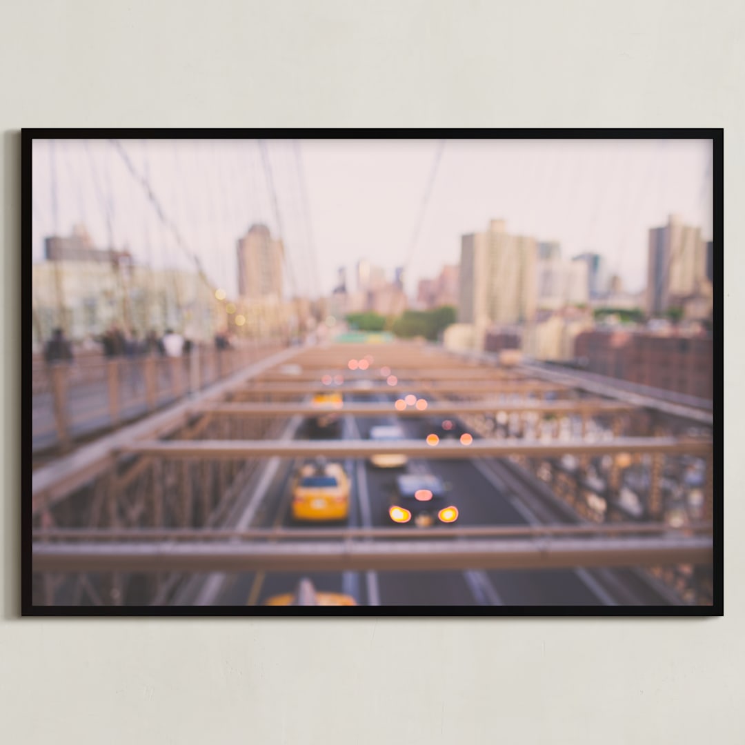 "Brooklyn Bridge Abstract" - Art Print in Blush by Ann Hudec - Framed