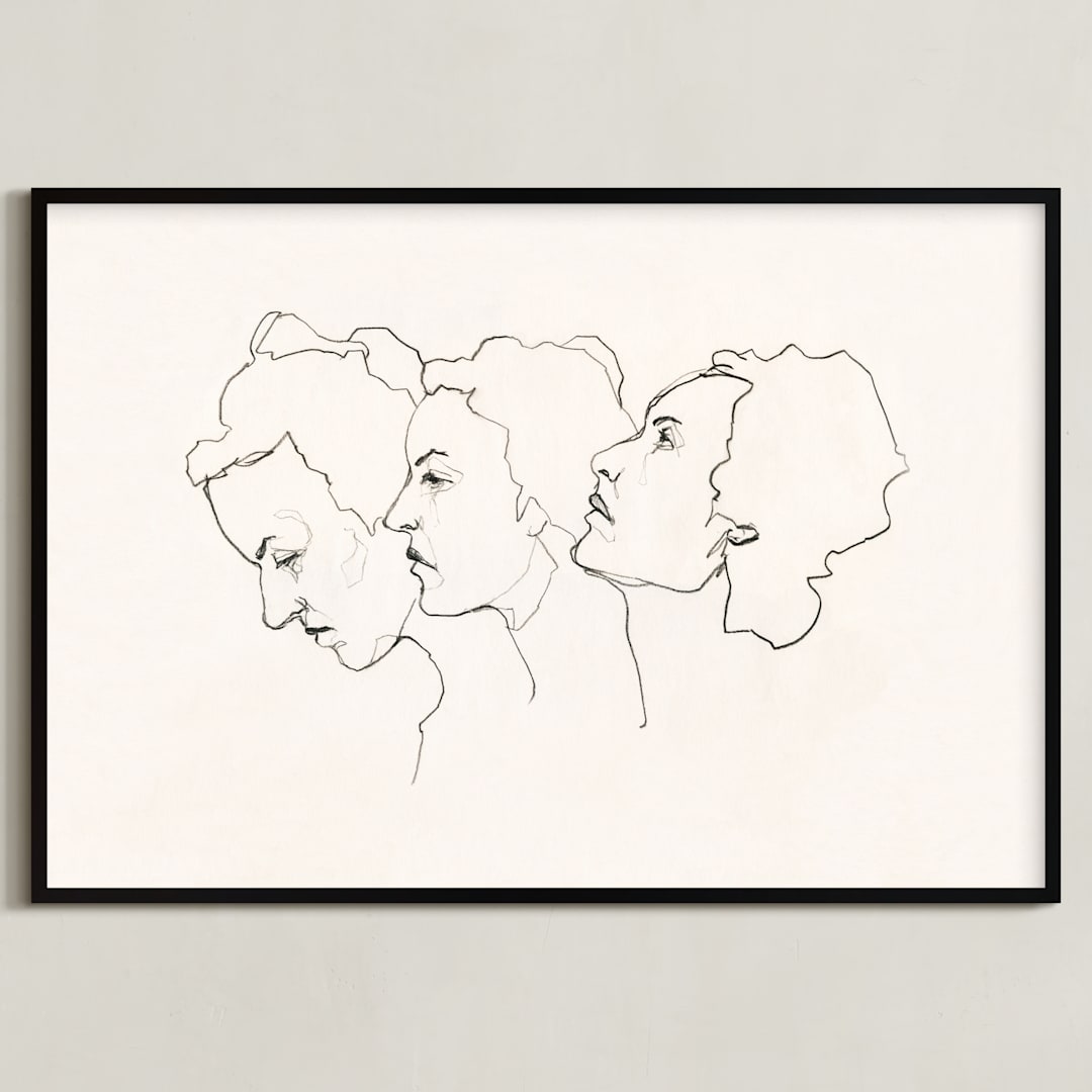"Three Faces" - Art Print in Eggshell White by Kirsta Benedetti - Framed