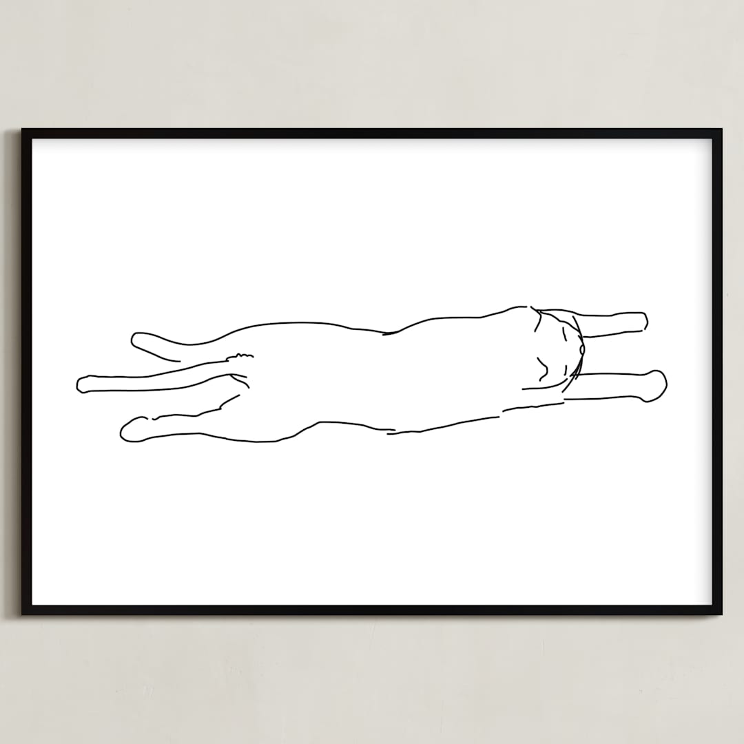 "Sleepy Kitty" - Art Print in White by Tyler Tea - Framed