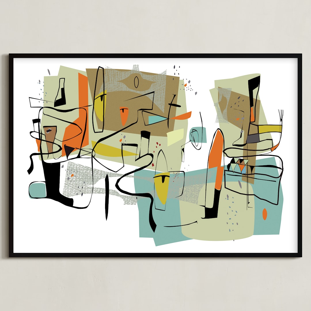 "fairview 1954" - Art Print in seafoam green by edwin wade - Framed