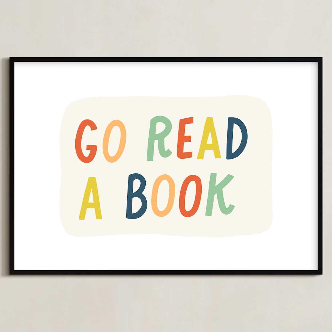 "Go Read a Book" - Art Print in Terra Cotta by Rachel K. Swanson - Framed