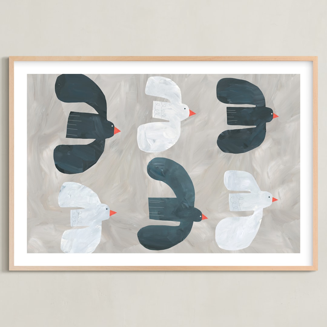 "Soar" - Art Print in Driftwood Taupe by Alicia Abla - Framed